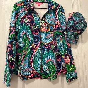 EEUC Lilly Pulitzer Leona Medium And Run Around Hat Take Me To The Sea.